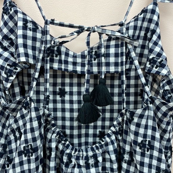 NWT Madewell Gingham Print Ruffle Hem Tent Midi Dress Preppy Black White Size 10 - Picture 10 of 14